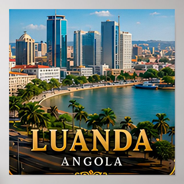 Luanda-Bucht und moderne angolanische Skyline Poster (Vorne)