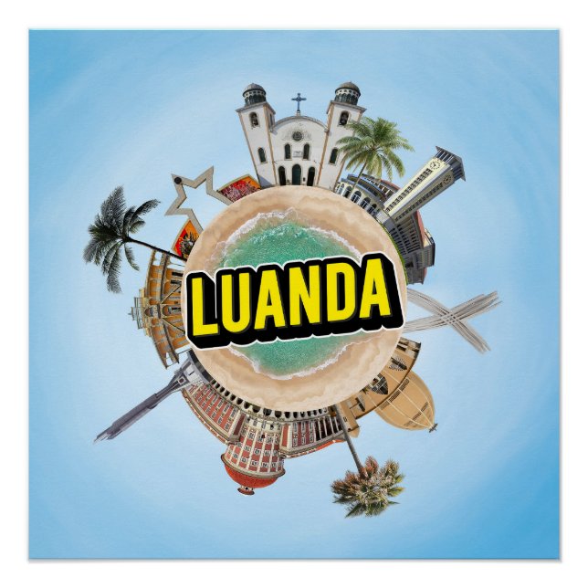 Luanda winziger kleiner Planet Wahrzeichen Archite Poster (Vorderseite)
