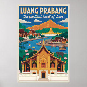 Luang Prabang Laos Retro-Reiseposter-Kunst Poster