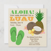 Luau Aloha - Ananas Flip Flops Coconut Hibiskus