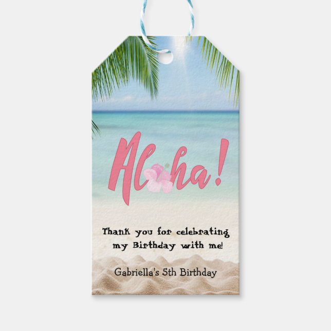Luau Aloha Geburtstagsgeschenk-Tag Geschenkanhänger (Vorderseite)
