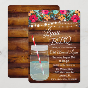 Luau Aloha Mason-Glas-Einladung Einladung