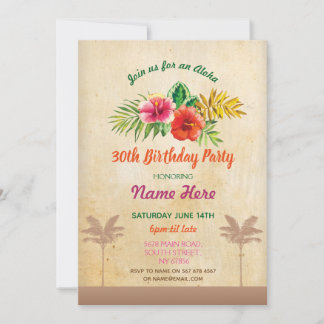 Luau Aloha Vintage Geburtstagsparty Tropical Einla Einladung