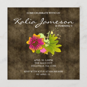 Luau Anniversaire de fête Invitation Hibiscus Flow