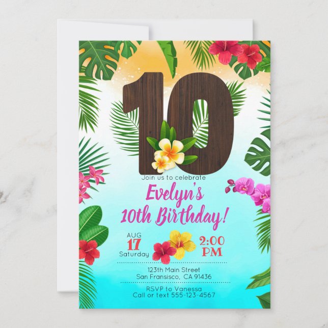 Luau Anniversaire, Invitation Luau 10e anniversair (Devant)