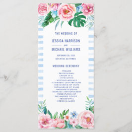 Luau Beach Tropical Floral Hawaiian Wedding Programm
