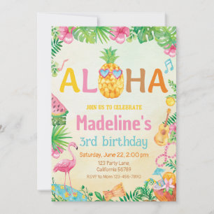 Luau Birthday Einladung Hawaiian Tropical Party