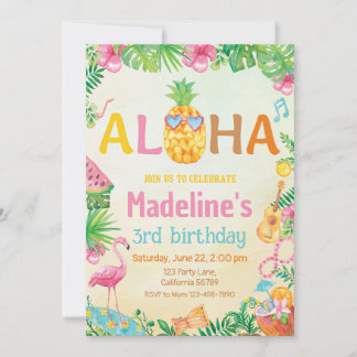 Luau Birthday Einladung Hawaiian Tropical Party