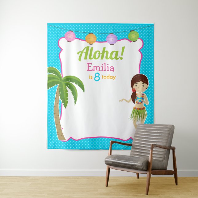 Luau Birthday Party Hawaiian Foto Hintergrund Wandteppich (Beispiel)