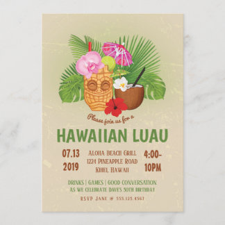 Luau Birthday Party Hawaiian Tiki Einladung