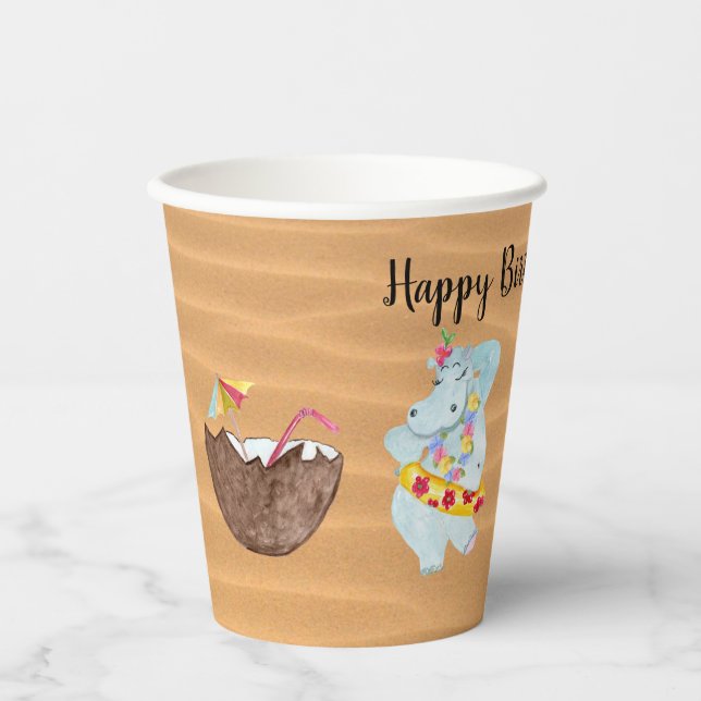 Luau Birthday Party Personalisiert Cups Pappbecher (Vorderseite)