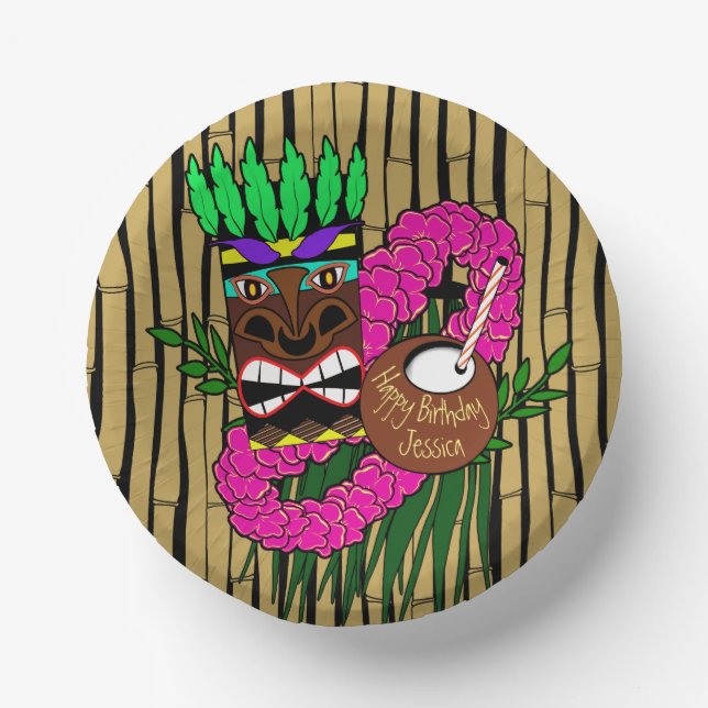 Luau Birthday Party Tellers Individuelle Name Pappteller (Vorderseite)