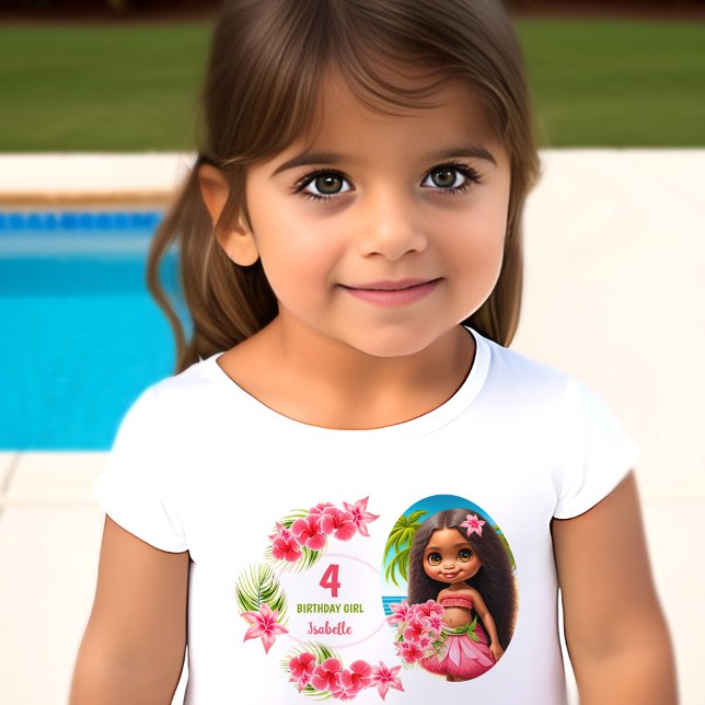 Luau Birthday Tropical Beach Party Name Girl Kleinkind T-shirt (Luau Birthday Tropical Beach Party Name Girl Toddler T-shirt)