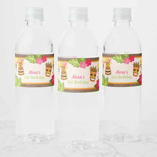Luau Birthday Water Flasche Label - Mädchen (Flaschen)