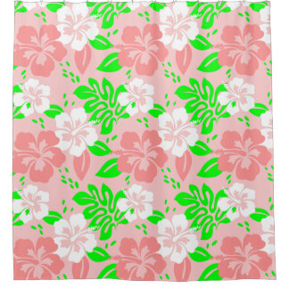 Luau-Blumen tropische Hibiskusblüten rosa Duschvorhang