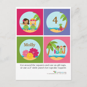 Luau Cupcake Toppers Postkarte