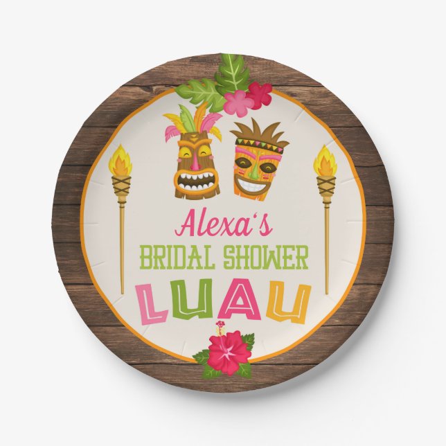 Luau de Fiançailles - Assiette en Papier (Devant)
