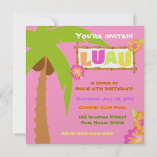 Luau Einladung Pink