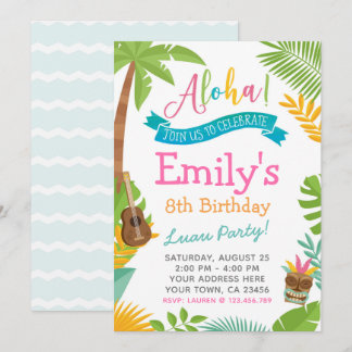 Luau Einladung, Pool Party einladen Einladung