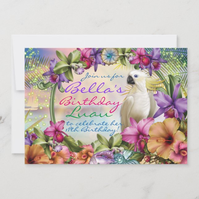 Luau Einladungen, Geburtstag Luau Einladung (Vorderseite)