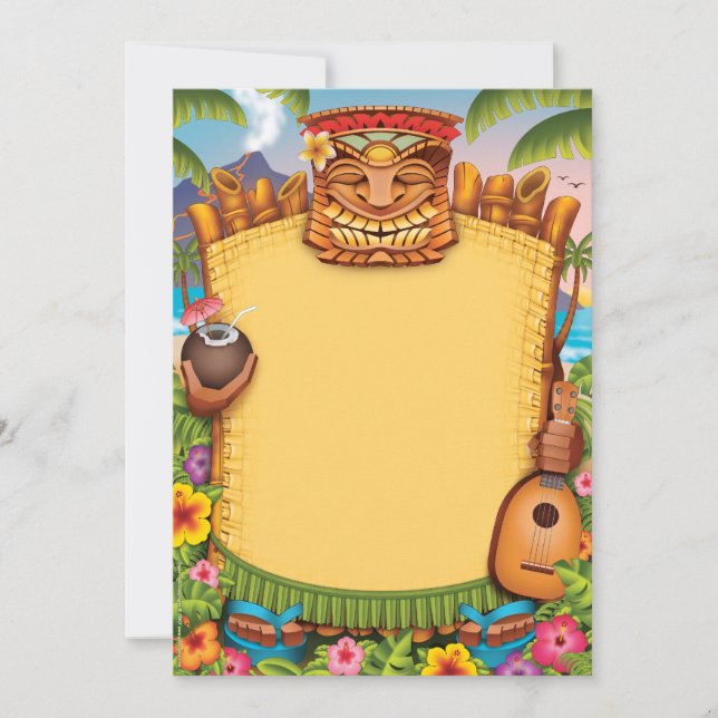 Luau Einladungen, hawaiische Party Einladungen (Vorderseite)