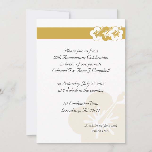 Luau Einladungen zum 50. Jahrestag (Vorderseite)