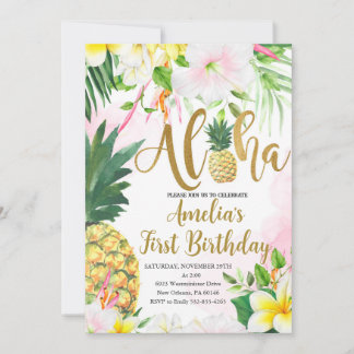 Luau Erster Geburtstag, Tropischer Geburtstag, Alo Einladung