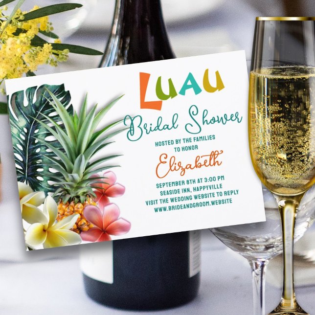 Luau Fête des mariées Ananas Plumeria Invitation (Créateur téléchargé)