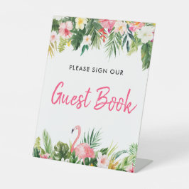 Luau Flamingo Tropical Sign Our Gusetbook Zeichen Sockelschild