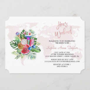 Luau Floral Rose Goldene Bachelorette Einladung