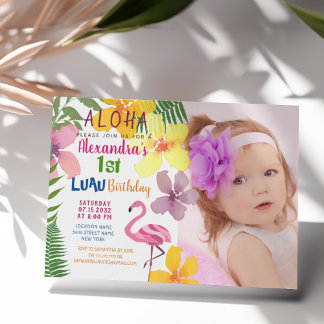 Luau Foto 1. Geburtstag Einladung