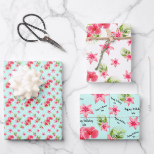 Luau Geburtstag Tropischer Strandname Geschenkpapier Set