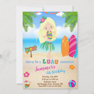 Luau Geburtstagseinladung Hawaiianerin Einladung