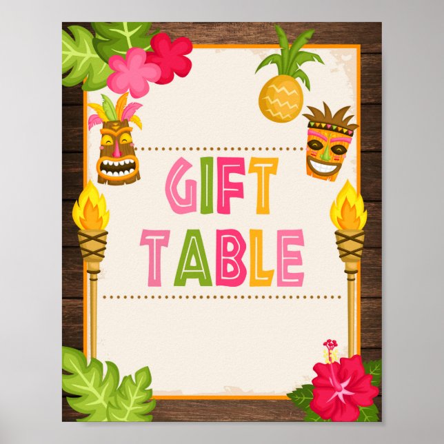 Luau-Geschenktisch-Schild Poster (Vorne)