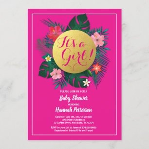 Luau Girl Dusche Einladung heißen Rosa Blume