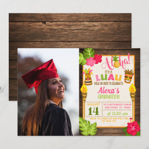 Luau Graduation Invitation avec photo - Girl