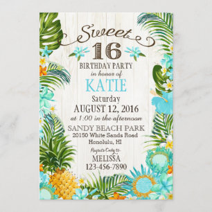 Luau Hawaii Beach 16 . Geburtstag Geburtstag Einladung