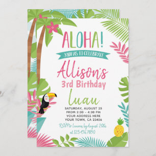Luau-Hawaii-Geburtstag Einladung