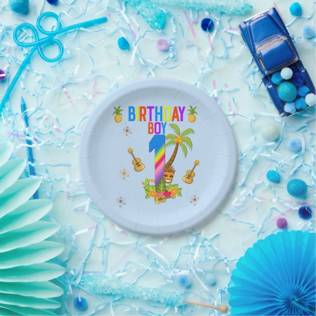 Luau Hawaii Hawaiian Pool Boy Birthday Party   Pappteller (Party)