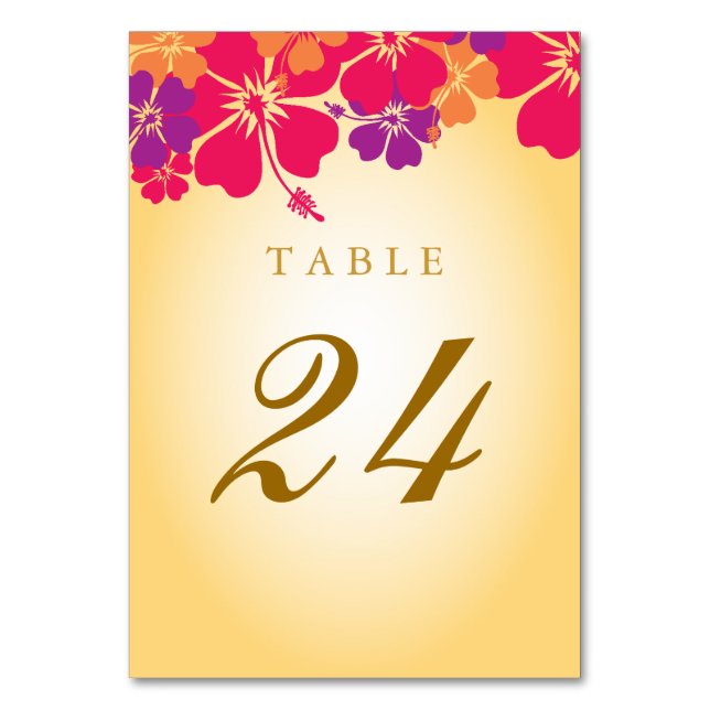 Luau/Hawaii-Hochzeitskarte Tischnummer (Vorderseite)