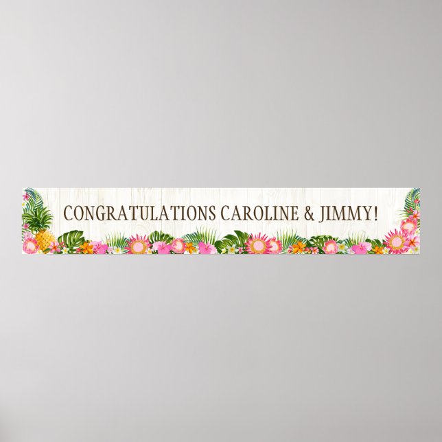 Luau Hawaiian Beach Rustic Wedding Banner Poster (Vorne)