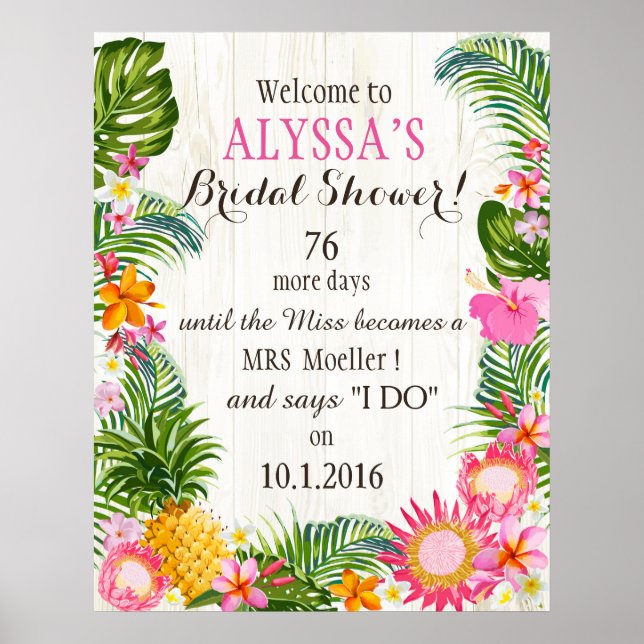 Luau Hawaiian Beach Rustic Wedding Brautparty Poster (Vorne)