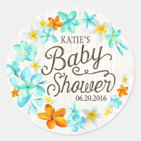 Luau Hawaiian Lei Rustic Baby Showlabel