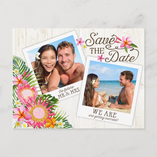 Luau Hawaiian Rustic Beach Save the Date Ankündigungspostkarte (Vorderseite)