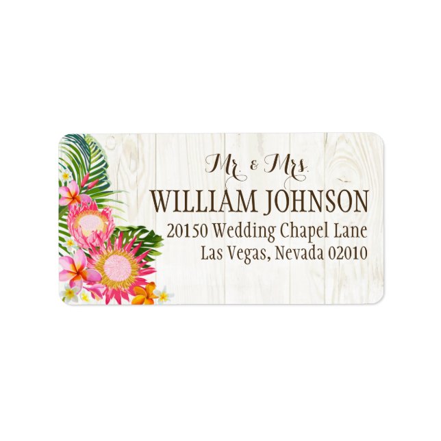 Luau Hawaiian Rustic Beach Wedding Label Adressaufkleber (Vorne)