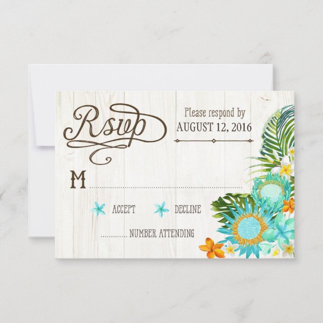 Luau Hawaiian Wedding Beach Rustic Beach RSVP Card (Vorderseite)
