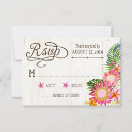 Luau Hawaiian Wedding Beach Rustic Beach RSVP Card Karte