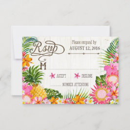 Luau Hawaiian Wedding Beach Rustic Beach RSVP Card Karte