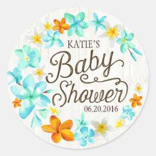Luau hawaiische Leu-rustikaler Babyparty-Aufkleber Runder Aufkleber