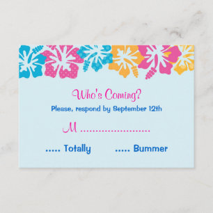 Luau Hibiscus Sweet sixteen (16) Carte RSVP